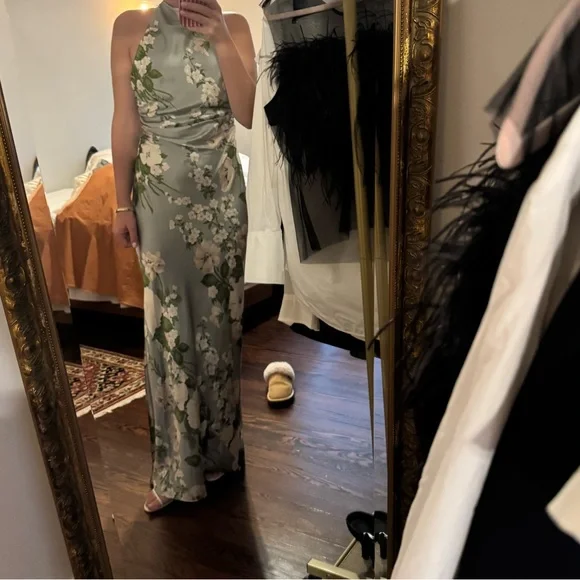 Reformation Floral Maxi Dress in Green and White - Picture 3 of 7